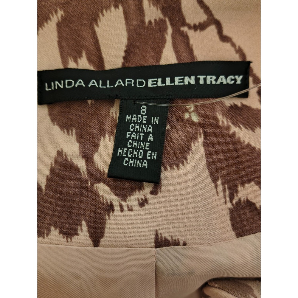 Linda Allard Ellen Tracy Silk Trimmed Silk & Wool Floral Jacket 8 - Picture 7 of 7